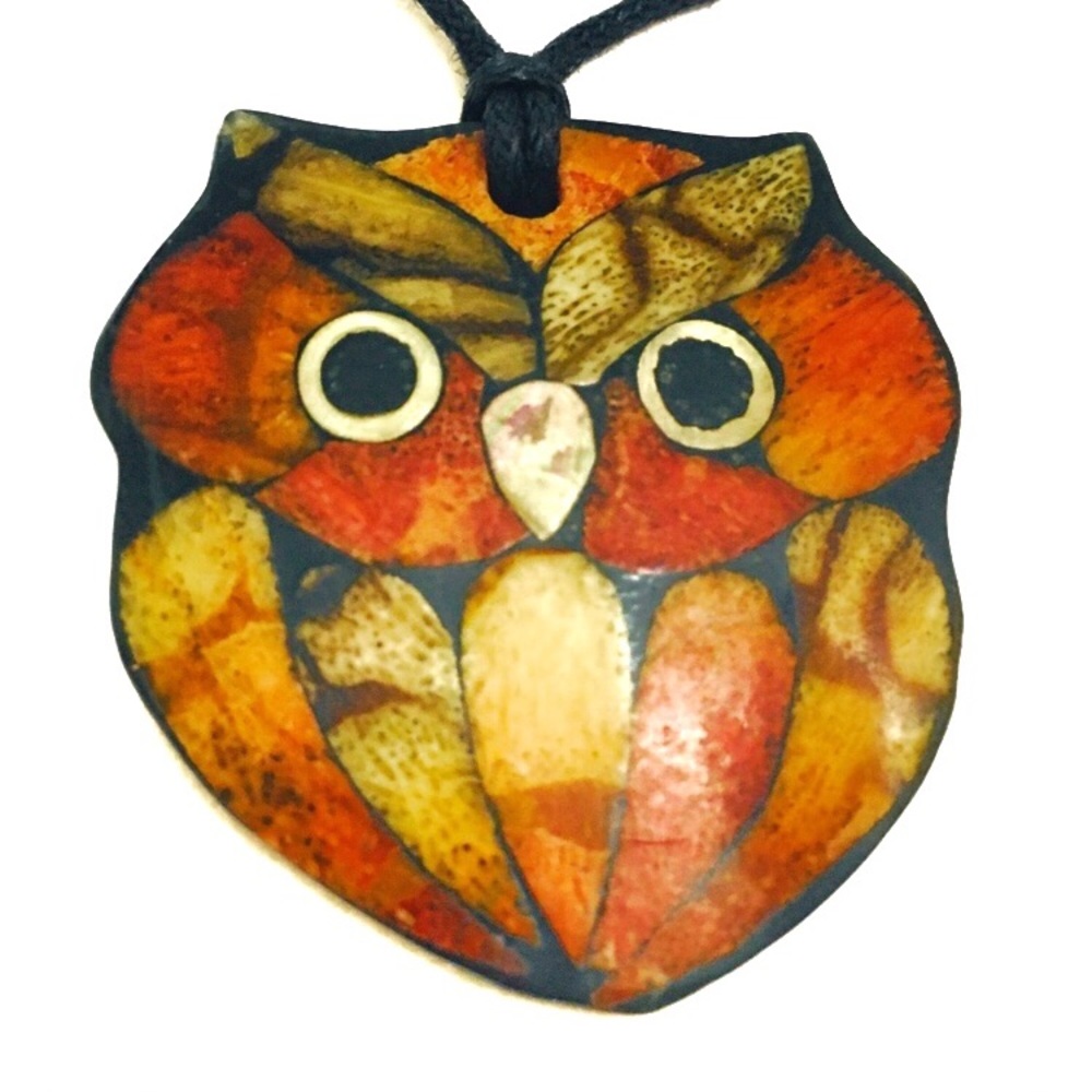 3/$15 Wooden Owl Adjustable Strand Necklace